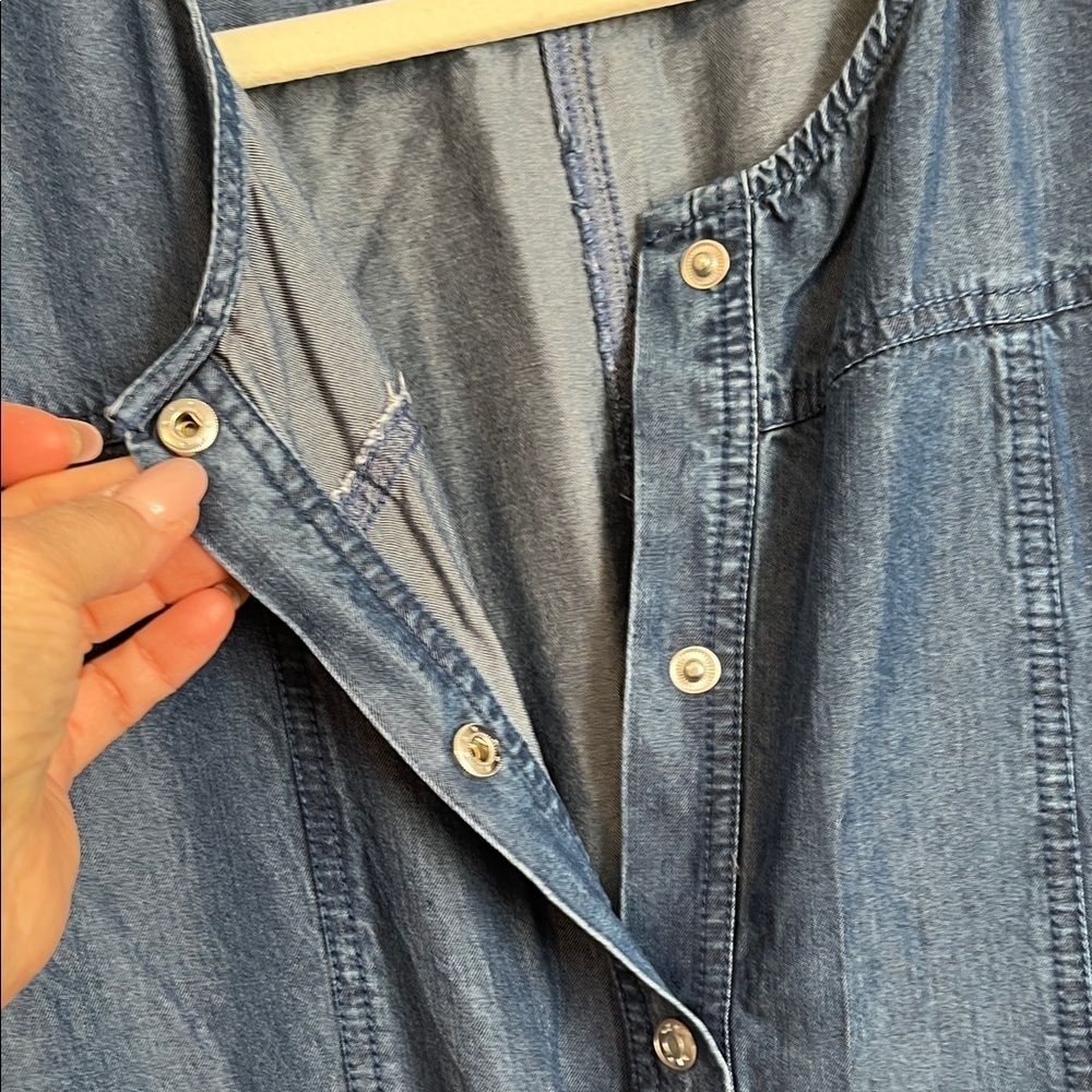 NWOT DKNY JEANS Dark Denim Short Sleeve Crop Jumpsuit Pockets, Size12 - Picture 7 of 11